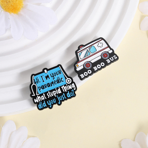 เข็มกลัดเคลือบลายรถพยาบาล <span class=keywords><strong>บู</strong></span><span class=keywords><strong>บู</strong></span>บัส พร้อมหูฟังแพทย์ ข้อความ "อะไรอย่างโง่เขลาที่คุณทำ" เหมาะสำหรับพยาบาล ของขวัญเครื่องประดับติดปกเสื้อ - Product Image 2