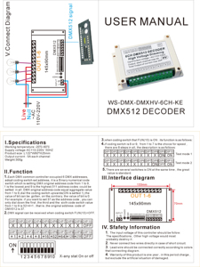 AC110-230V đầu vào 6 kênh DMX Dimmer điện áp cao mờ hvdim 6CH DMX512 Bộ giải mã - Product Image 6
