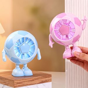 Ventilateur de table portable créatif pour fan de football avec lumière LED, rechargeable par USB, pour enfants, cadeau rafraîchissant, corps en plastique de 6,9 pouces - Product Image 1