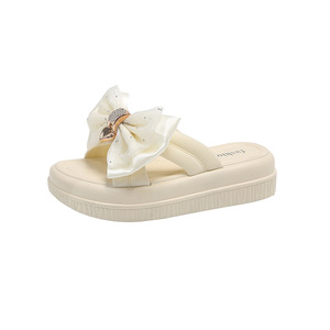 Sandales d'extérieur pour femmes à <span class=keywords><strong>semelle</strong></span> plateforme, élégantes et polyvalentes, nouveau style d'été avec nœud - Product Image 5