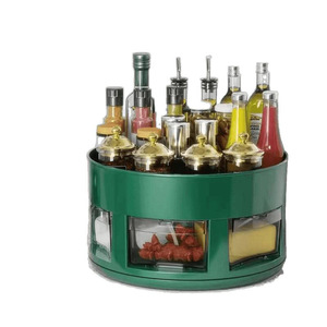 Multi Layer Rotating <b>Kitchen</b> Storage Rack Round Double Layer Spice Organizer With Transparent Drawers For Countertop Use - Product Image 2