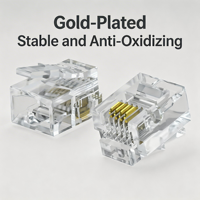 Connecteur RJ11 RJ12 6P4C de haute qualité, prise modulaire à 4 broches, prise téléphonique transparente plaquée or, adaptateur mâle-femelle