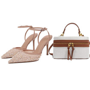 Ensemble de chaussures et de sac en <span class=keywords><strong>jean</strong></span> bleu très populaire pour femmes, pour les soirées, chaussures à bout pointu avec strass et talons hauts, ensemble de chaussures et de sac à main - Product Image 4