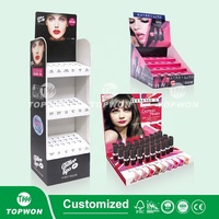 Présentoir en papier de supermarché au détail personnalisé présentoir au sol en carton présentoir en carton de parfum de rouge à lèvres pour le maquillage