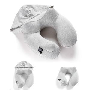 Almohada de Viaje Inflable Portátil en Forma de U, con Capucha, Plegable, para Masaje de Cuello, Ideal para Oficina y Avión - Product Image 5