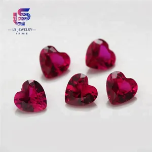 heart shape lab created corundum ruby gems for jewelry making