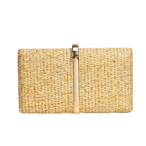 Women Stylish Straw Woven <b>Clutch</b> Purse Square Evening <b>Bag</b> Removable Metal Chain Evening <b>Bag</b> for Daily Life Beach <b>Wedding</b> Party - Product Image 5