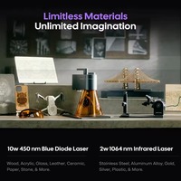 Nouvelle machine de gravure laser double basique 4-en-1 pour bois, métal, acrylique, plastique, verre et papier avec lasers bleus 450 nm et infrarouges 1064 nm