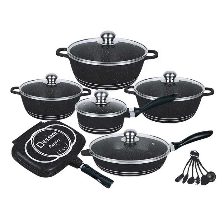 Dessini 23pcs Cookware Set Die-casting Aluminum Non-stick Cookware Set With Tempered Glass Lid