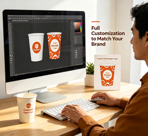 Vasos de Papel Impresos Personalizados con su Propio Logotipo, Vasos de Café Desechables de Alta Calidad para Pizzerías y Cafeterías de Marca - Product Image 3