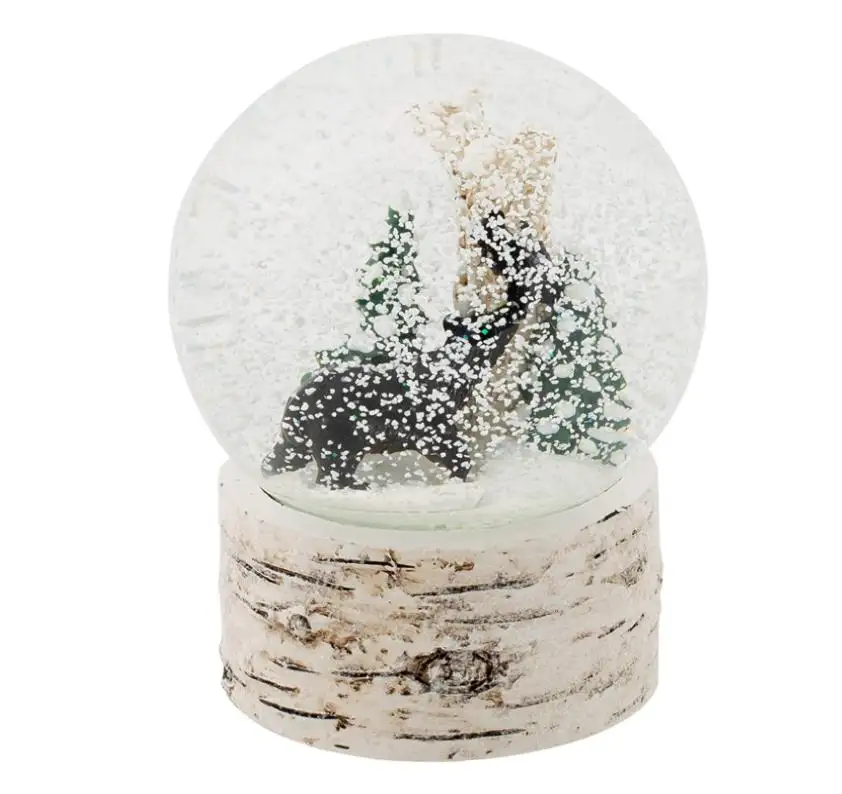 White Wash Wood Black Bear 5.5 inch Resin Decorative Snow Globe