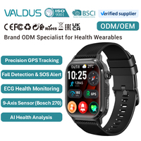 VALDUS 2026 Montre connectée intelligente avec logo personnalisé ODM/OEM, marque privée, électronique intelligente, AMOLED, surveillance de la fréquence cardiaque ECG, IP68, CARDIGO GPS