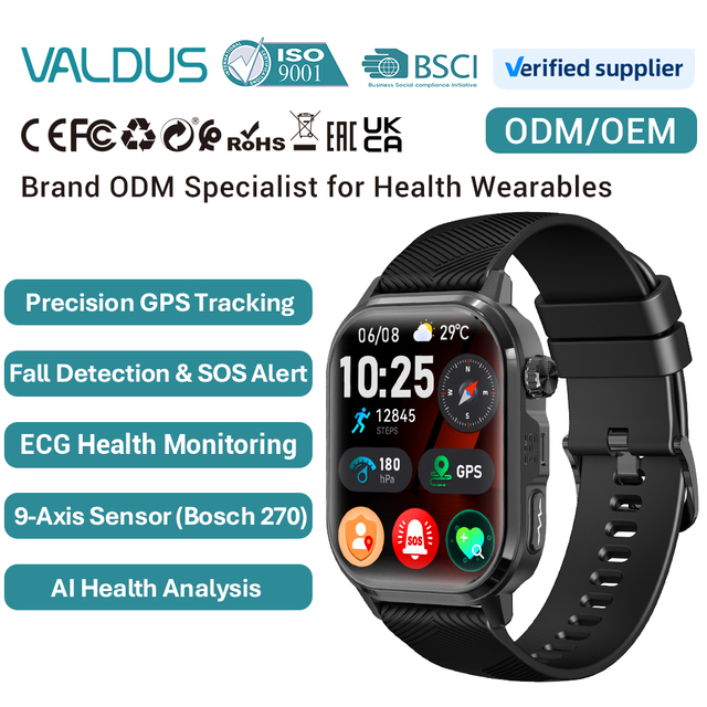 VALDUS 2026 Custom Logo ODM/OEM Private Label Smart Electronics AMOLED ECG Heart Rate Monitoring IP68 CARDIGO GPS Smart Watch