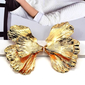 <span class=keywords><strong>Xina</strong></span>-pendientes de gota geométricos para mujer, diseño único, exagerados, Color dorado, hojas, Metal, accesorios - Product Image 1