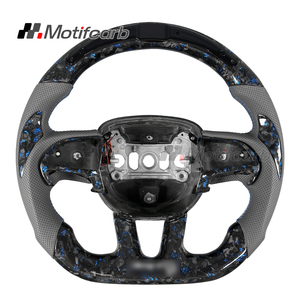 Volante calefactable de fibra de carbono forjado azul cielo personalizado con LED para Dodge Charger Challenger Hellcat SRT R/T SXT GT 2013-2023 - Product Image 1