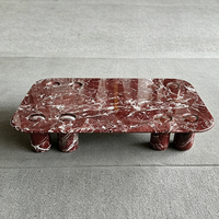 Table basse moderne en marbre Calacatta Viola Ross Lavento avec structure en métal pour salon, meubles de maison