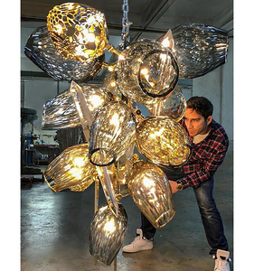 Sang Trọng Bắc Âu Mới Nhất Trang Trí Trong Nhà Trang Trí Pha Lê Đèn Chùm Thủy Tinh Thổi Vòng Sảnh Đèn Chùm Pha Lê Mặt Dây Chuyền - Product Image 4