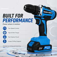 Perceuse à main 20V Lithium-Ion 45Nm avec boîte de vitesses métallique, perceuse électrique 2 vitesses pour la vente en gros