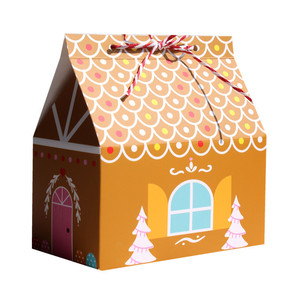 Huis Vorm Papier Karton Treat Candy Kerstcadeau Dozen Gift Verpakking Feestelijke Verpakking 350GSM Papier Wegwerp Karton