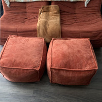 Pouf carré rembourré en velours côtelé, repose-pieds, tabouret de sol, avec rembourrage en mousse épaisse et douce pour salon