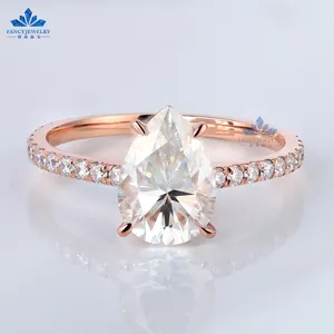 Anel de noivado de diamante para mulheres, joia fashion 10K 14K 18K, ouro maciço 925 prata esterlina VVS Moissanite, anel de diamante