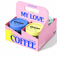 Boîte de transport portable pour café avec poignée, personnalisée, en carton blanc, support pour gobelets de boissons, emballage avec séparateur et poignée découpée