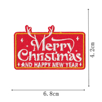 Patch Bordir Twill Bulat Persegi Howdy Santa Holly Natal untuk Dekorasi Pakaian, Tas, dan Jeans