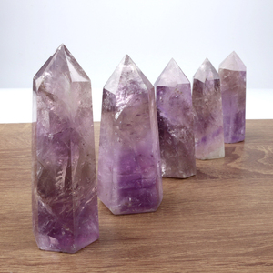 Vente en gros de pointes de baguette en quartz améthyste naturel, pointes de guérison en quartz clair, baguettes en cristal d'améthyste à vendre - Product Image 1