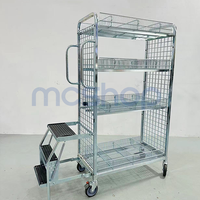 Échelle pliante pour camion avec filet métallique multicouche et chariot de magasinage d'entrepôt