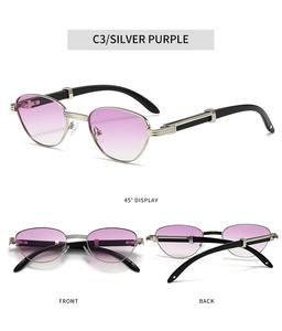 Vente chaude classique Vintage rétro Design personnalisé nuances lunettes de soleil oeil de chat grain de bois plastique + métal lunettes de soleil - Product Image 5