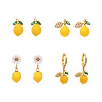 Daisy Hars Citroen Oorbellen Zomer Vers Fruit Sieraden Accessoires Rvs Oorbellen Cadeau Voor Vrouwen