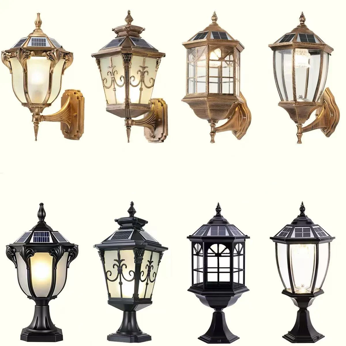 Solar Garden Light Landscape Lamp LED Waterproof Outdoor Wall Gate Pillar Decorative Column Light IP65 Villa Yard Light