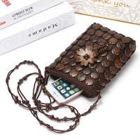 Tas selempang wanita cangkang kelapa buatan tangan katun tas dompet kecil kunci tas tunggal wanita tas Fashion buatan tangan musim panas