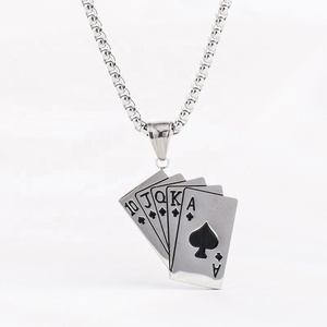 Kalung Liontin Gaya <span class=keywords><strong>Rock</strong></span> Hip Hop Pria/Wanita, Tren Punk Baja Tahan Karat Bermain Kartu Kalung untuk Pria/Wanita - Product Image 4