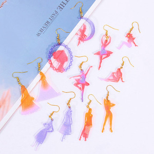 YS resina DIY pendientes moldes de yeso Pretty Girl serie colgante con agujero silicona vestido princesa modelo Ballet Pose molde herramientas - Product Image 1