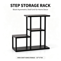 Étagère de présentation pour service à thé en métal, quatre niveaux, durable, minimaliste, carrée, thermolaquée, sur pied, support de rangement pour tasses à thé