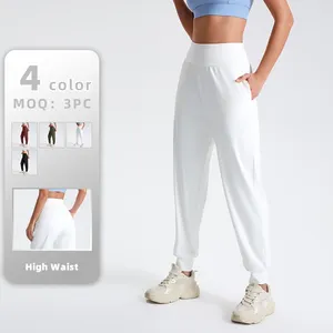 Nuevo diseño de cintura alta para adelgazar ejercicio Yoga pantalones bolsillos mallas sueltas correr ropa de Yoga para mujer
