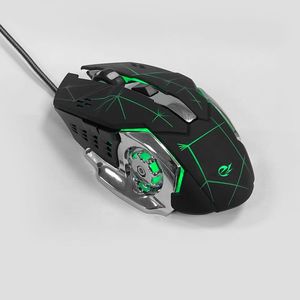 Souris de jeu 6D filaire USB GM-011L orientation droite avec rétroéclairage LED de roue de feu de vent pour les joueurs d'ordinateur portable - Product Image 1