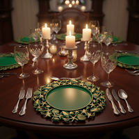 Assiettes de présentation de 13 pouces en plastique PP, motif éléments marins pigmentés, de luxe, personnalisables, pour hôtels et mariages