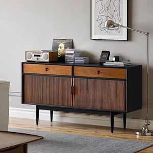 Hot Sale Mid Century Modern Fluted Wood <b>Sideboard</b> 2 Drawer 2 Door <b>Storage</b> Cabinet Retro Minimalist Credenza for Living Room - Product Image 2