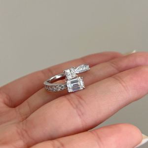 Dylam New Design Top High Jewelry S925 <b>Silver</b> D Color VVS1 Moissanite Stone Open <b>Adjustable</b> Fashion Fine Wedding Promise <b>Rings</b> - Product Image 3