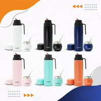 Ensemble complet de maté moderne de 1 litre + 4 oz, comprenant une gourde à maté, un thermos, une bombilla et une brosse de nettoyage, en acier inoxydable 304 18/8 de qualité