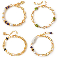 Nouvelle collection de bracelets élégants en pierres naturelles et perles, faits à la main, avec chaîne épaisse, pour femmes, bijoux pour les vacances d'été