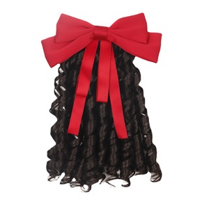 Perruque <span class=keywords><strong>de</strong></span> princesse pour enfants avec nœud, <span class=keywords><strong>postiche</strong></span> <span class=keywords><strong>queue</strong></span> <span class=keywords><strong>de</strong></span> <span class=keywords><strong>cheval</strong></span> à ondulations souples, en fibre haute température, accessoires capillaires - Product Image 5