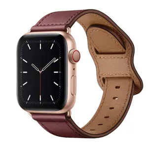 High end custom PU leather iwatch band watch strap for Apple iWatch 6 SE 38MM 40MM 42MM 44MM Series 5