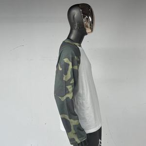 TS3473 <span class=keywords><strong>T</strong></span>-shirts à manches longues pour hommes, personnalisés, en tissu épais, camouflage, surdimensionnés, brodés - Product Image 3
