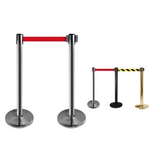Poste de Barrera de Control de Multitudes de Concreto Rosa con Cuerda Trenzada de Terciopelo Negro y Dorado, de Acero Inoxidable Marino, para Hotel, 2 Piezas, Venta al por Mayor - Product Image 1
