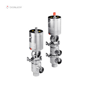 DONJOY 304 316L санитарная нержавеющая сталь пневматическое двойное сиденье 1-дюймовый отводной седельный клапан - Product Image 5