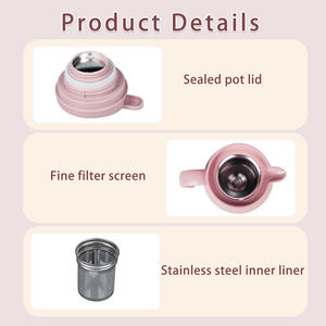 <span class=keywords><strong>Carafe</strong></span> à café thermique en acier inoxydable Double paroi Pot à vide Flacon Théière Filtre à eau amovible Gobelets en acier isolés - Product Image 5