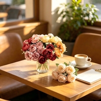 Bouquet de 5 mini-roses artificielles en soie, fausses petites roses pour décoration de mariage, lot de fleurs artificielles, vente en gros d'usine OEM ODM